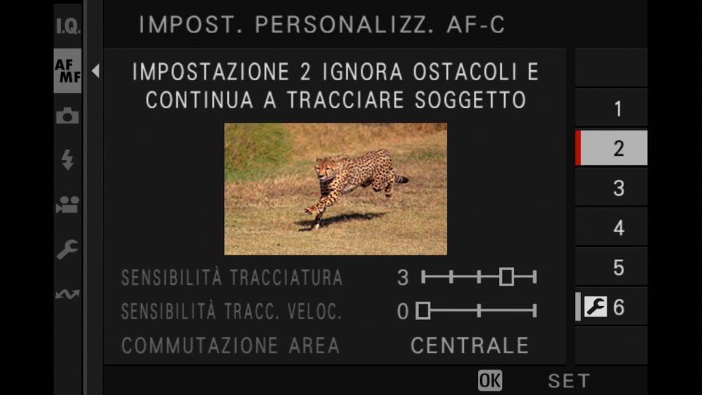 Menu Fujifilm_Impostazione personalizzata AF-C